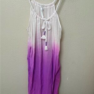 Seafolly Australia Baby Pink Ombré With Purple Tassels On Bottom Beach Cover Up.